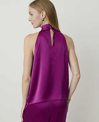 Studio Bow Halter Top in Silk