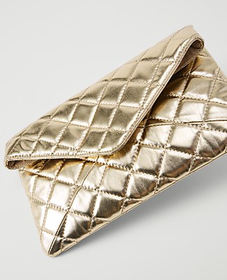 Metallic Quilted Envelope Clutch
