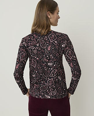 Petite Paisley Crew Neck Top