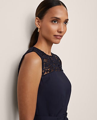 Lace Trim Satin Midi Dress