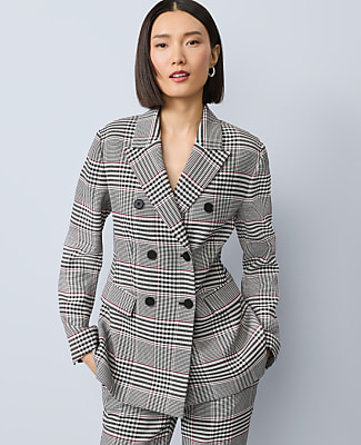 The Fitted Long Blazer in Plaid