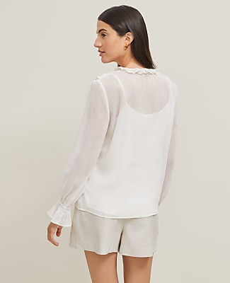 Tie Neck Ruffle Popover