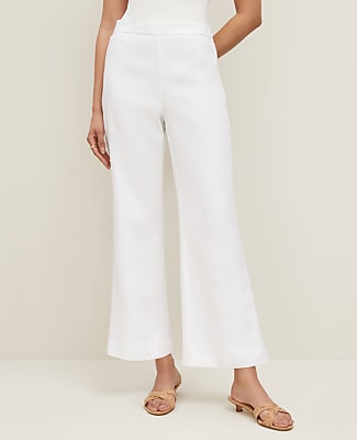 The Petite Flare Ankle Pant in Linen Blend