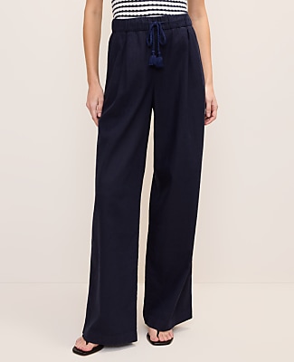Petite Weekend Easy Fit Wide-Leg Pant in Linen Blend