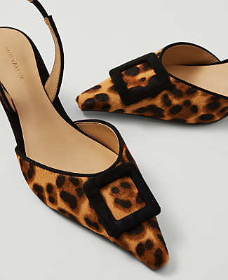 Pointy Toe Buckle Haircalf Slingback Pump