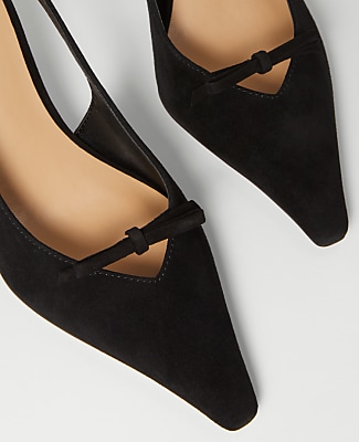 Bow Suede Slingback Pump