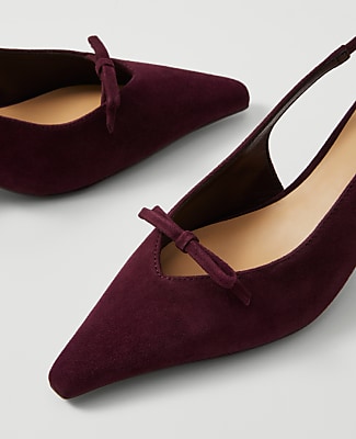 Bow Suede Slingback Pump