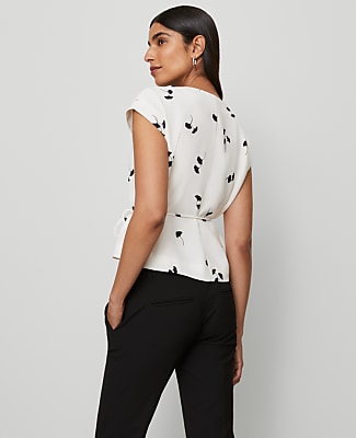Floral Wrap Tie Waist Blouse