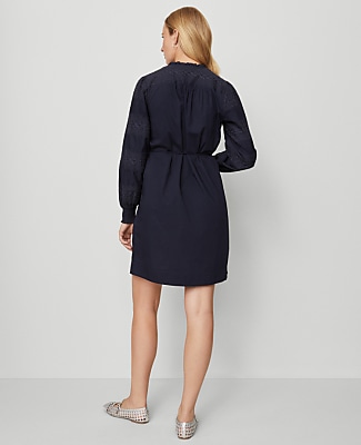 Weekend Ruffle Collar Belted Shift Dress