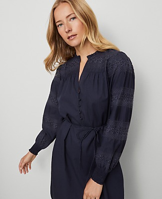 Weekend Ruffle Collar Belted Shift Dress