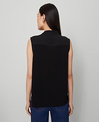 Mixed Media V-Neck Top