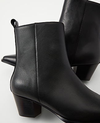 Tapered Heel Leather Bootie