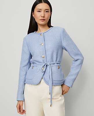 Petite Tweed Belted Jacket