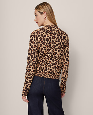 Petite Animal Print Jacquard Cardigan