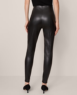 The Petite Seamed Button Legging in Faux Leather