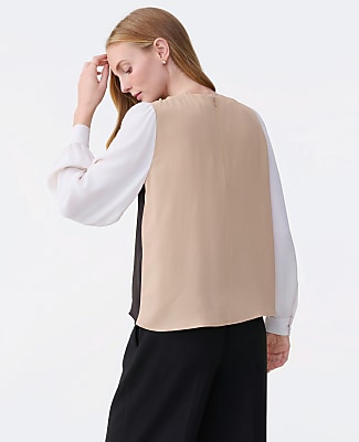 Colorblock Crew Neck Blouse