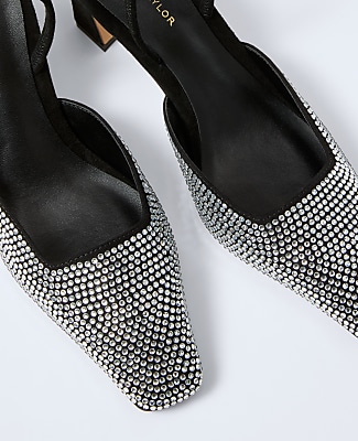 Suede Embellished Slingback Pump