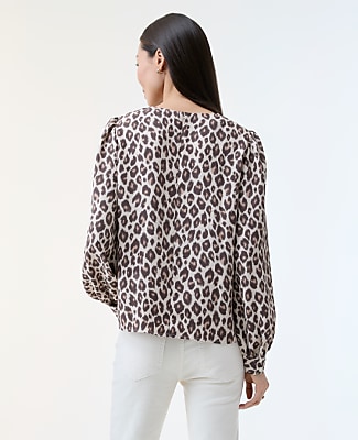 Animal Print Crew Neck Blouse