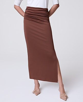 Ruched Knit Column Skirt