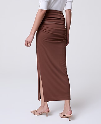 Ruched Knit Column Skirt