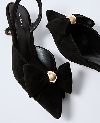 Suede Bow Slingback Pump