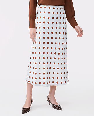Dotted Satin Bias Slip Skirt