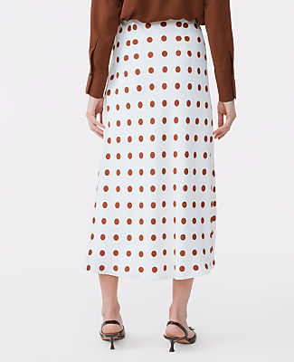Dotted Satin Bias Slip Skirt