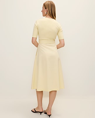 Mixed Media Flare Midi Dress