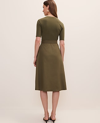 Mixed Media Flare Midi Dress