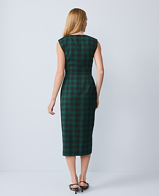 Petite Plaid Twist Sheath Dress