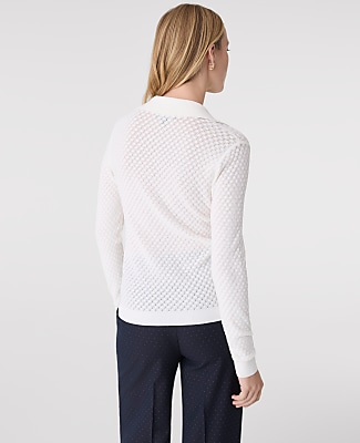Pointelle Polo Sweater