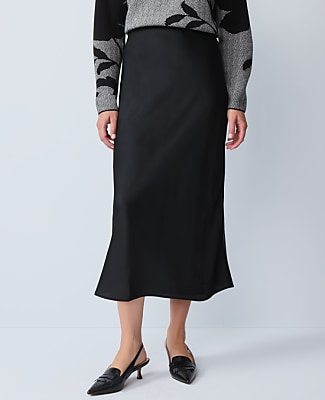 Petite Bias Midi Slip Skirt in Satin