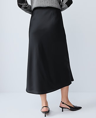 Petite Bias Midi Slip Skirt in Satin