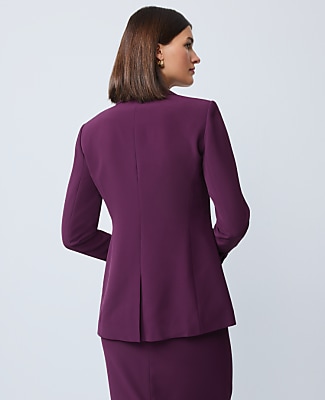The Petite Fitted Long Blazer in Fluid Crepe