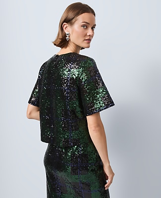 Sequin Plaid Blouse