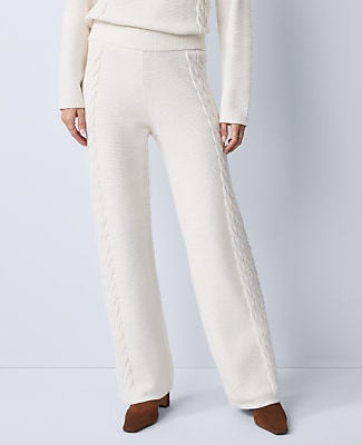 Petite Weekend Mixed Stitch Wide-Leg Sweater Pant