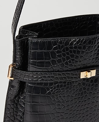 Croco Belted Bucket Bag