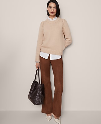 The Side Zip Flare Pant in Faux Suede