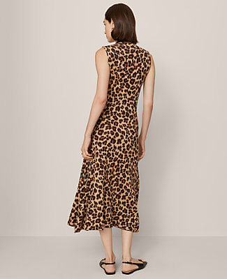 Petite Animal Print Mock Neck Sweater Dress
