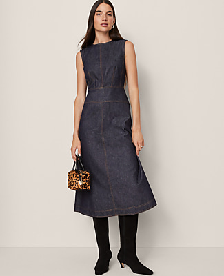 Petite Weekend Crew Neck Flare Midi Dress