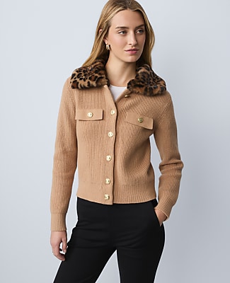 Weekend Faux Fur Trim Ribbed Jacket