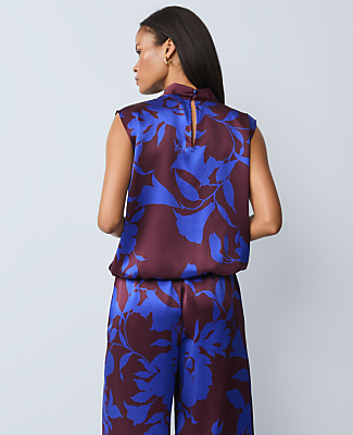 Studio Collection Silk Floral Cowl Neck Shell