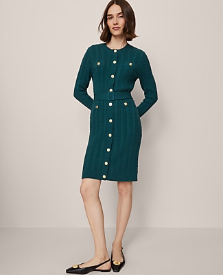 Petite Belted Cable Sweater Dress
