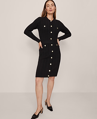 Petite Belted Cable Sweater Dress