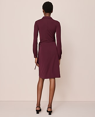 Petite Collared Knit Wrap Dress
