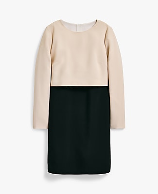 Colorblock Crew Neck Shift Dress