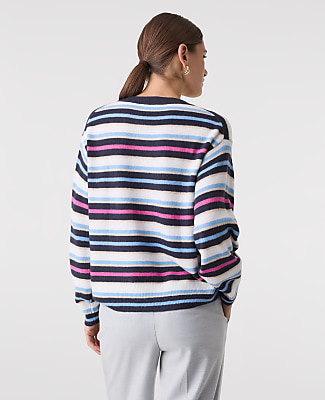 Petite Striped Crew Neck Sweater