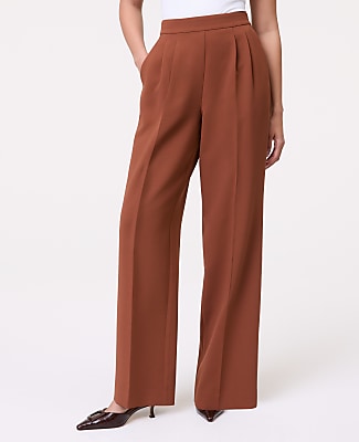 The Petite Side Zip Wide-Leg Pant in Textured Crepe