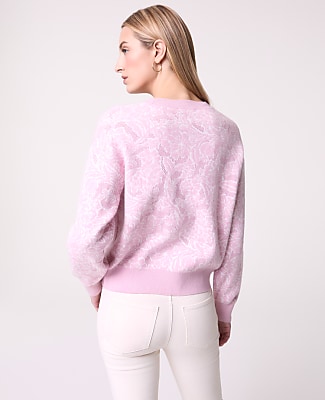 Petite Weekend Floral Jacquard Crew Neck Sweater