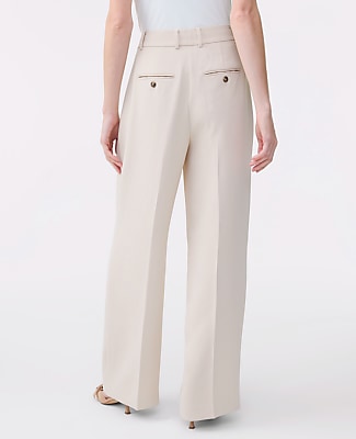 The Pleated Straight Pant in Textured Crepe